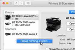 Image: Click Reset printing system